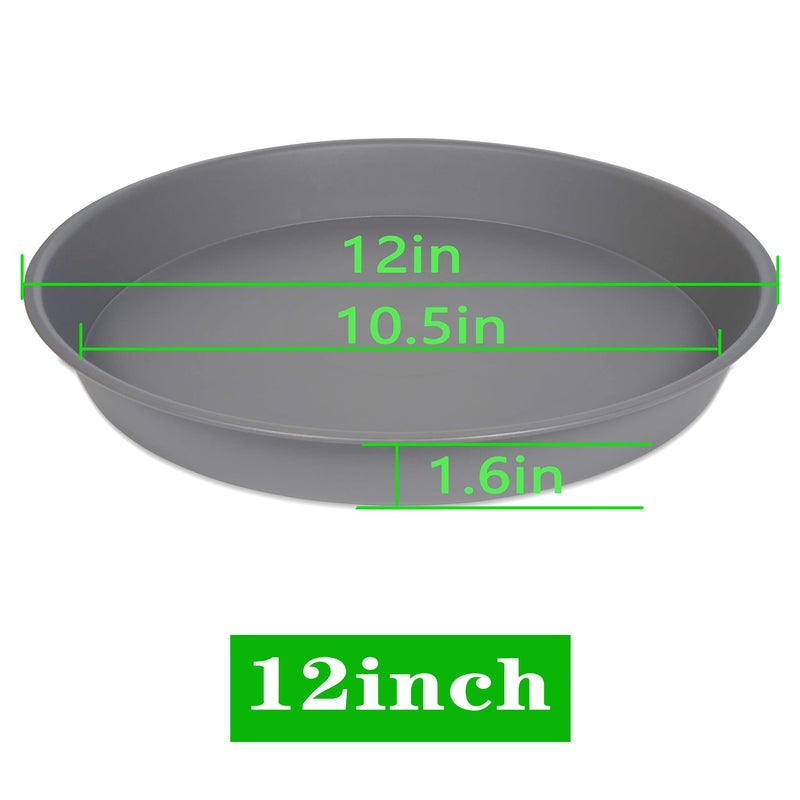 VUWEZ 6 Pack of 12 inch Plant Saucer, Plastic Plant Saucer 12"" Round, Plant Saucers for Indoors, Plant Water Tray, Plant Trays for Pots, Planter Tray, Plant Saucers for Planter 11-13"" (12"", Gray) - Image 2